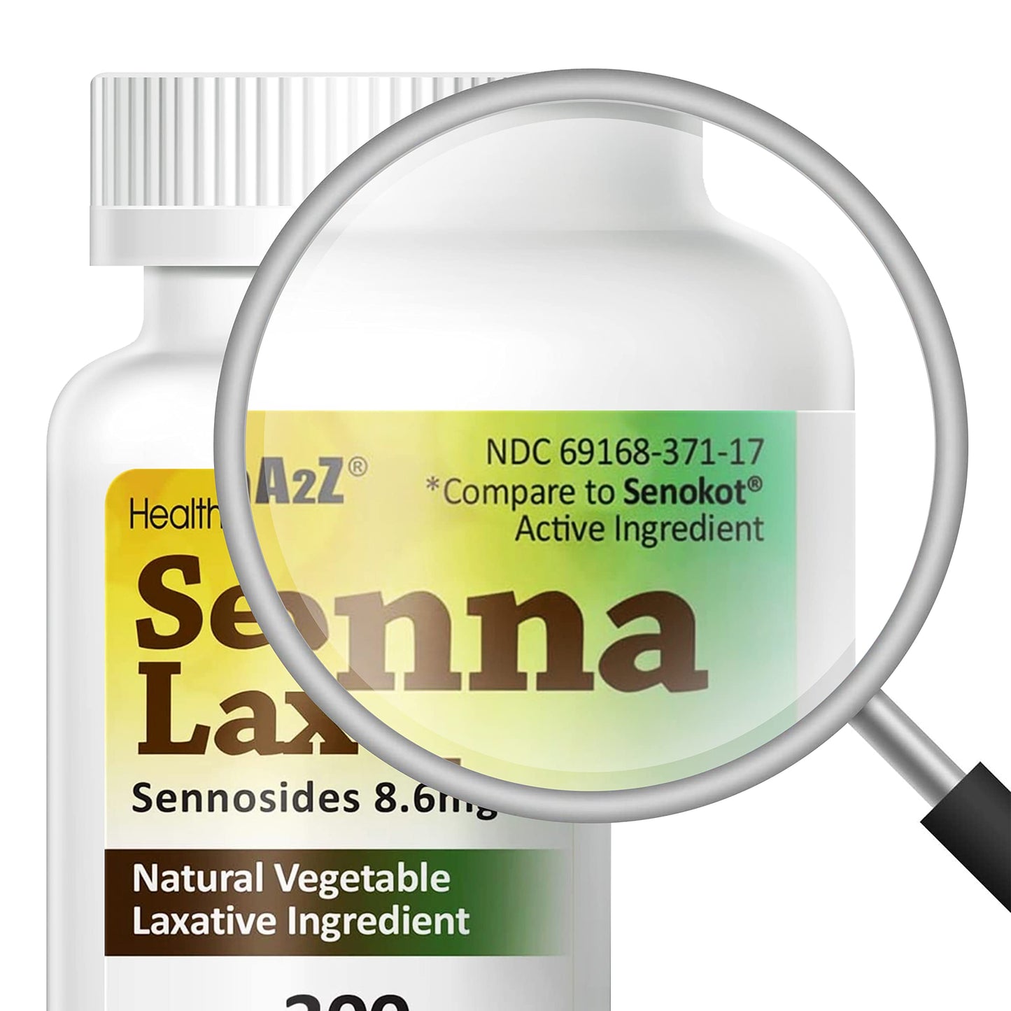 HealthA2Z Senna Laxative – 300 Count, Natural Vegetable Laxative with Sennosides 8.6 mg | Overnight Relief