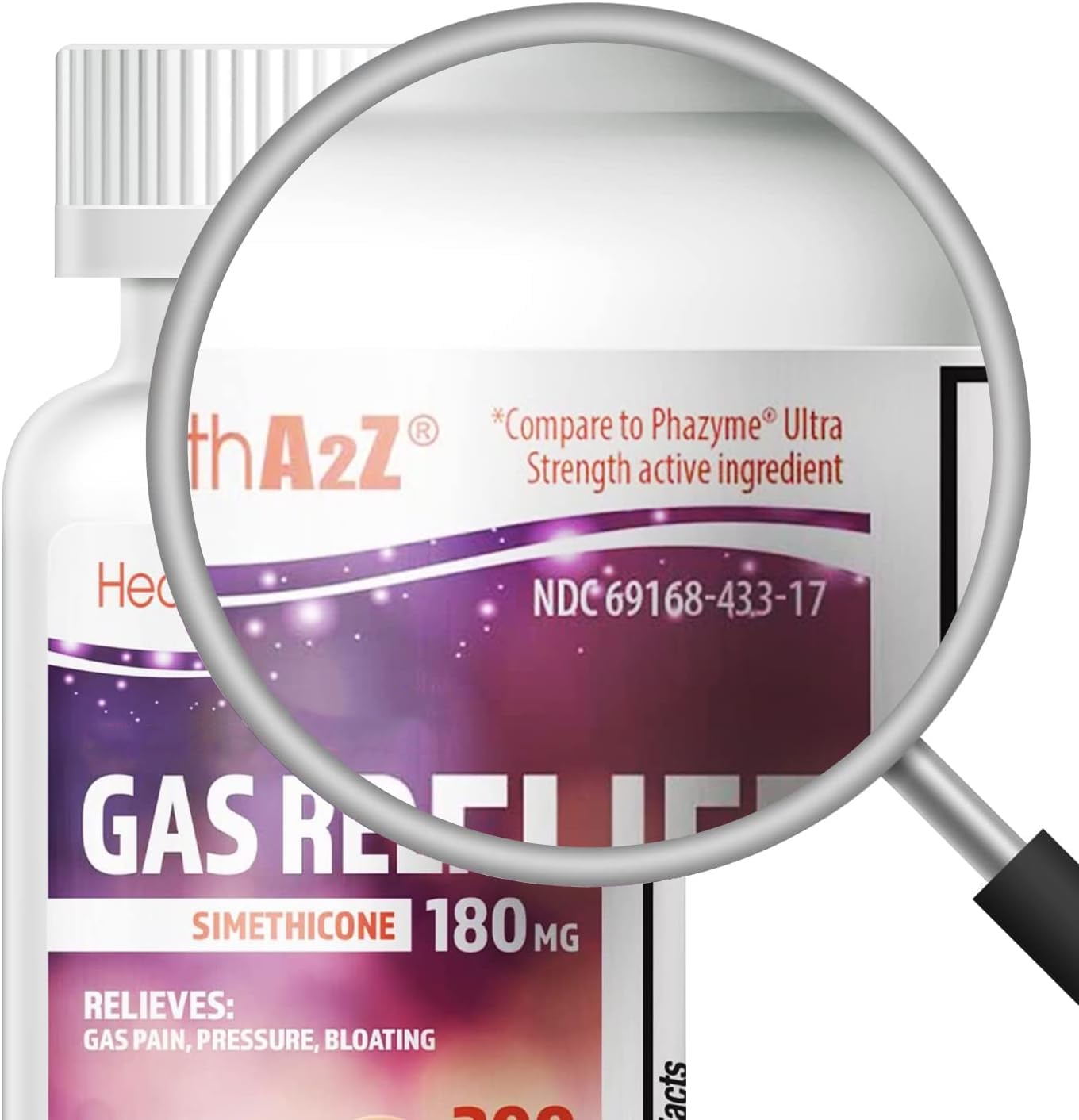 HealthA2Z Gas Relief Simethicone 180mg – 300 Count | Fast Gas Relief & Digestive Comfort