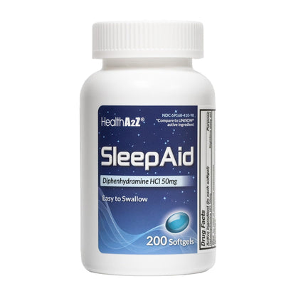 HealthA2Z Sleep Aid - Diphenhydramine 50 mg, 200 Softgels | Supports Deeper Restful Sleep