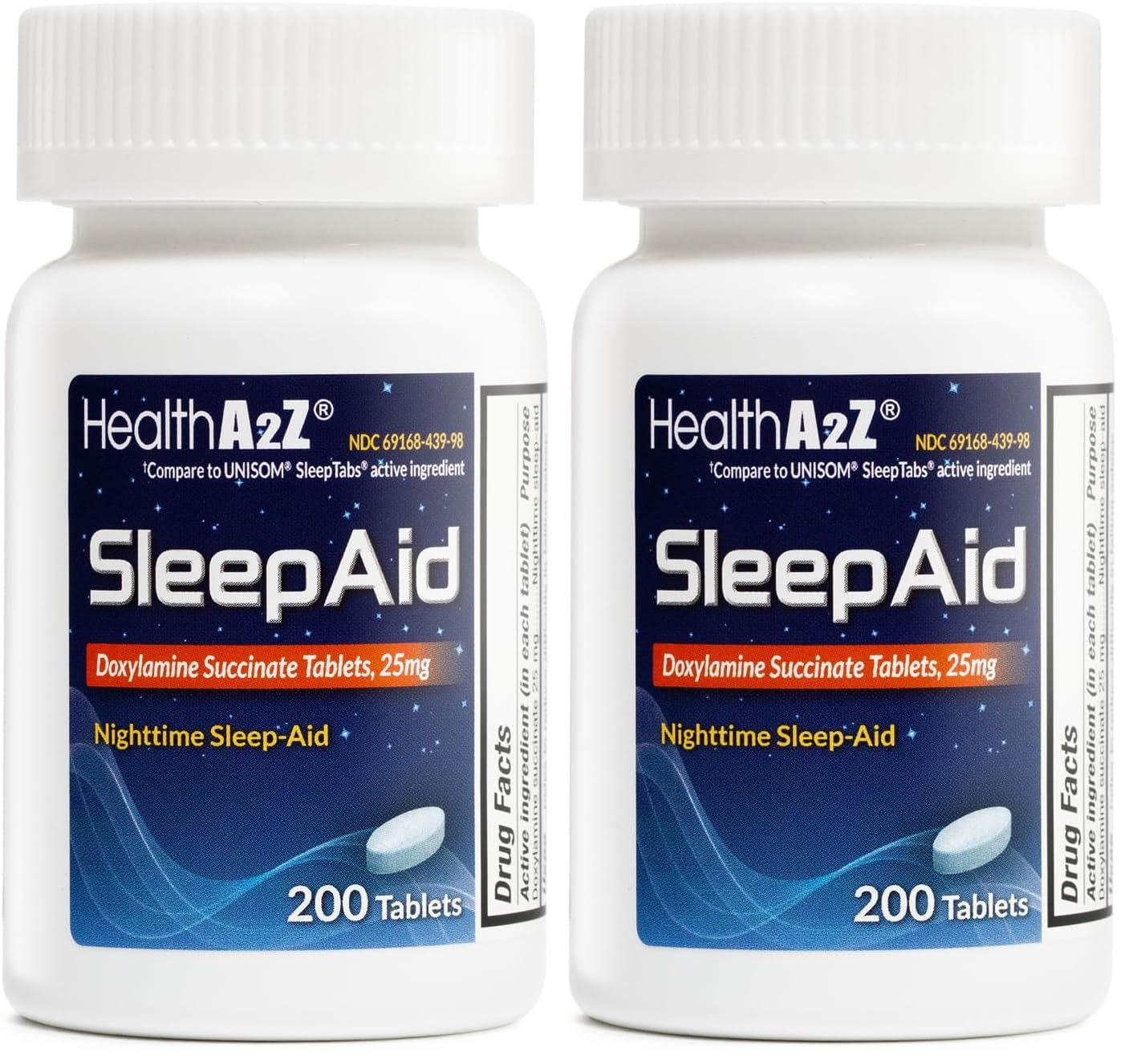 HealthA2Z Sleep Aid | Doxylamine Succinate 25 mg | 200 Count Pack (Pack of 2)