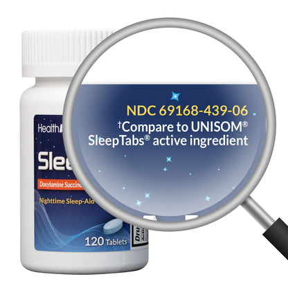 HealthA2Z Sleep Aid | 25 mg Doxylamine Succinate Tablets | 120 Count
