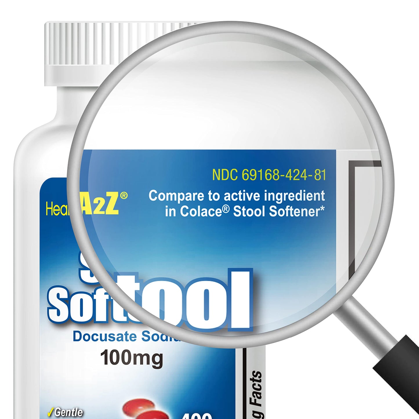 HealthA2Z Stool Softener | Docusate Sodium 100 mg | Red Capsules (400 Count Pack of 2)