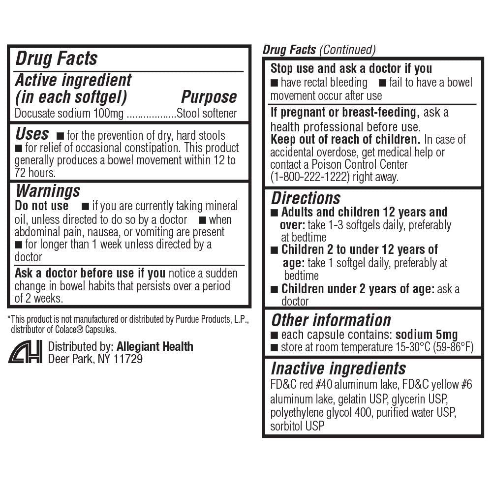 HealthA2Z Stool Softener 100mg Docusate Sodium – Red Capsule, 100 Count