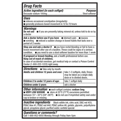 HealthA2Z Stool Softener | Docusate Sodium 100mg Softgels | Gentle, Non-Stimulant Relief (400 Count)