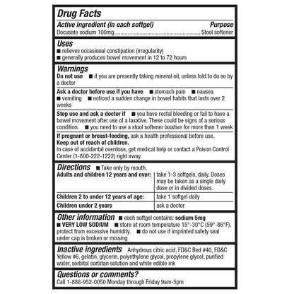 HealthA2Z Stool Softener | Docusate Sodium 100 mg | Red Capsules (400 Count Pack of 2)