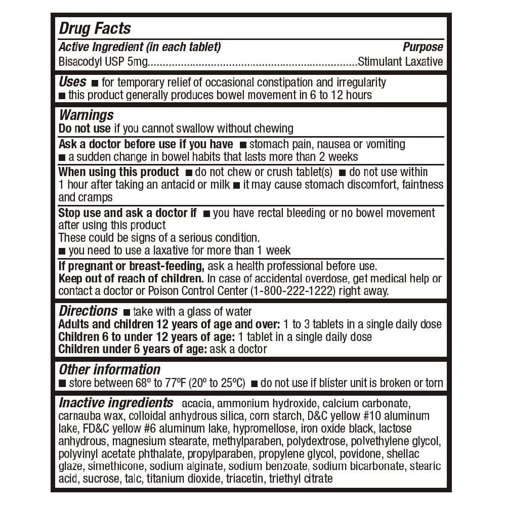HealthA2Z Laxative Bisacodyl 5mg – 100 Count Bottles, Pack of 2 | Gentle Overnight Relief