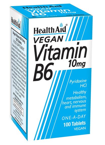 Health Aid Vitamin B6 (Pyridoxine HCl) 10mg – 100 Tablets