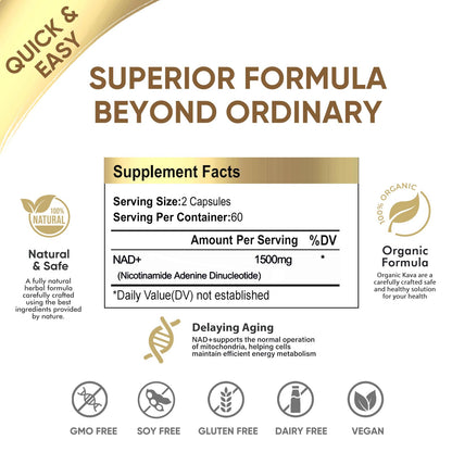 NADH 1500 mg with Resveratrol – 120 Caps | NMN Alternative for Cellular Energy & Anti-Aging