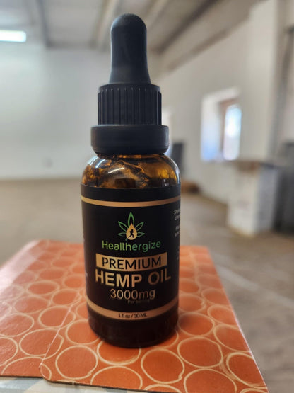 Healthergize Hemp Oil Premium, Non-GMO, Unrefined with Full Flavor and Natural Benefits, for Calm, Sleep, Discomfort - Product of The USA