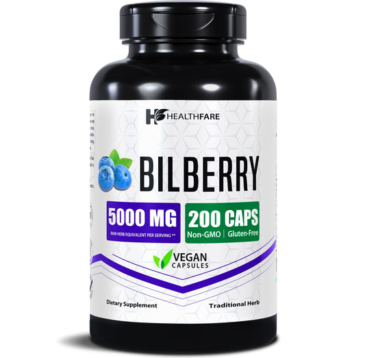 Healthfare Bilberry Eye Supplement - 5000mg Extract | Vision & Eye Health BritishVita | Premium UK Vitamins & Wellness Supplements