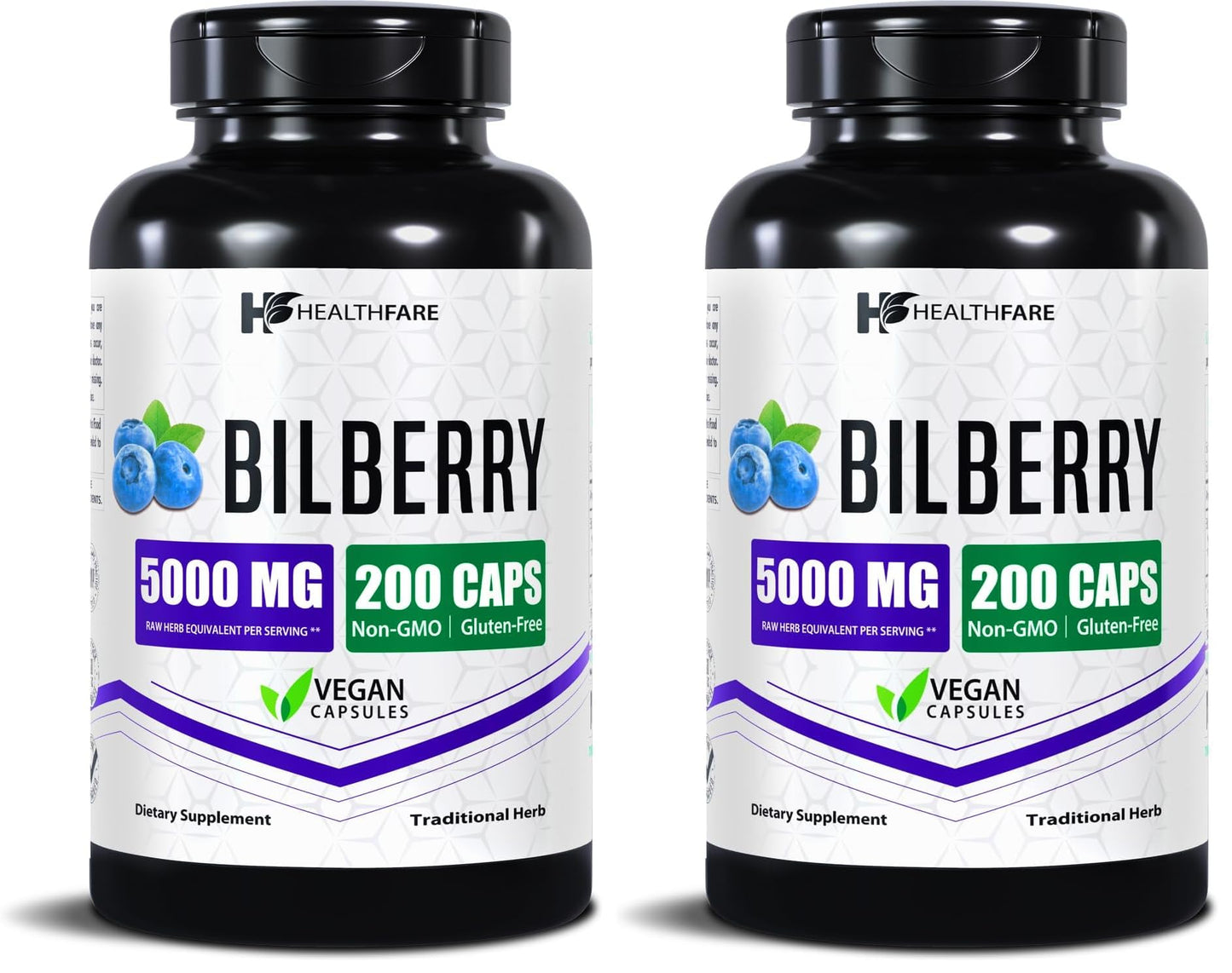 Healthfare Bilberry Eyes Supplement – 5000mg Extract, Vegan