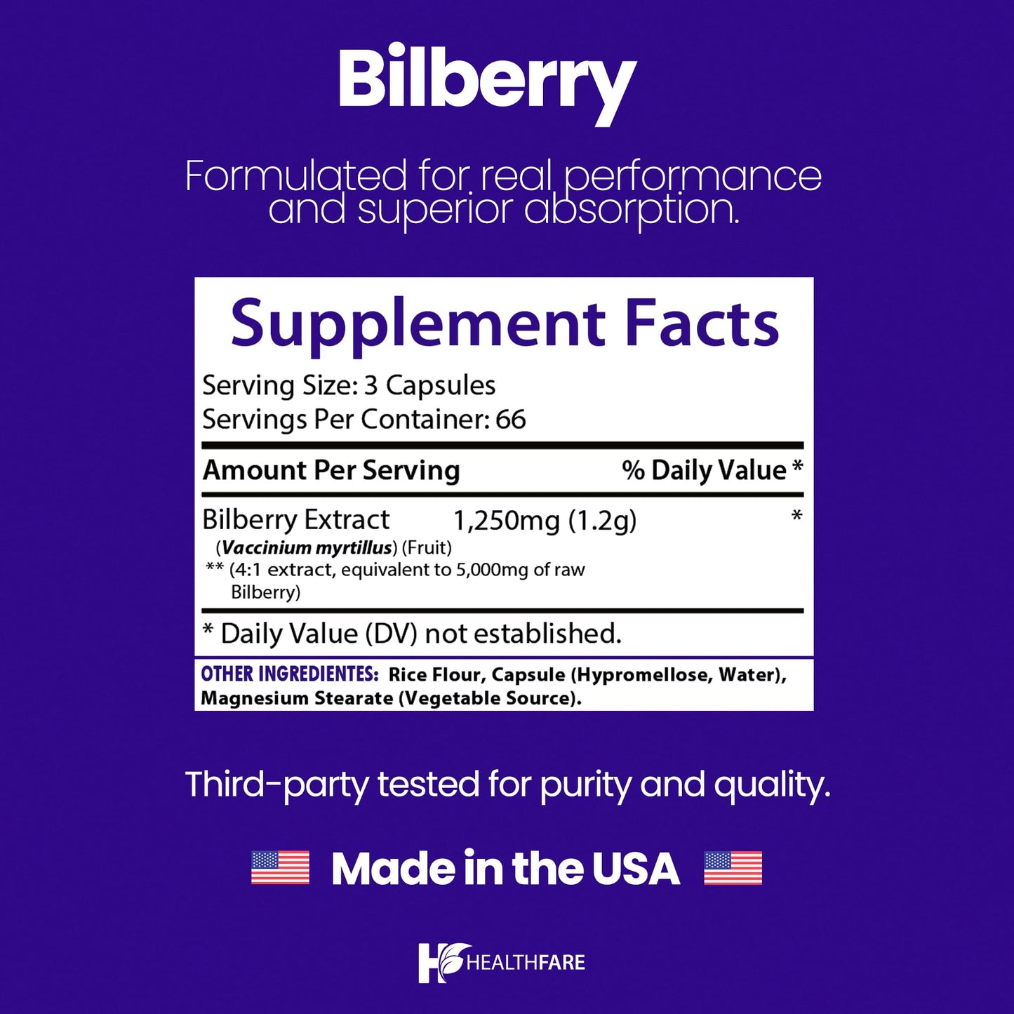 Healthfare Bilberry Eye Supplement - 5000mg Extract | Vision & Eye Health