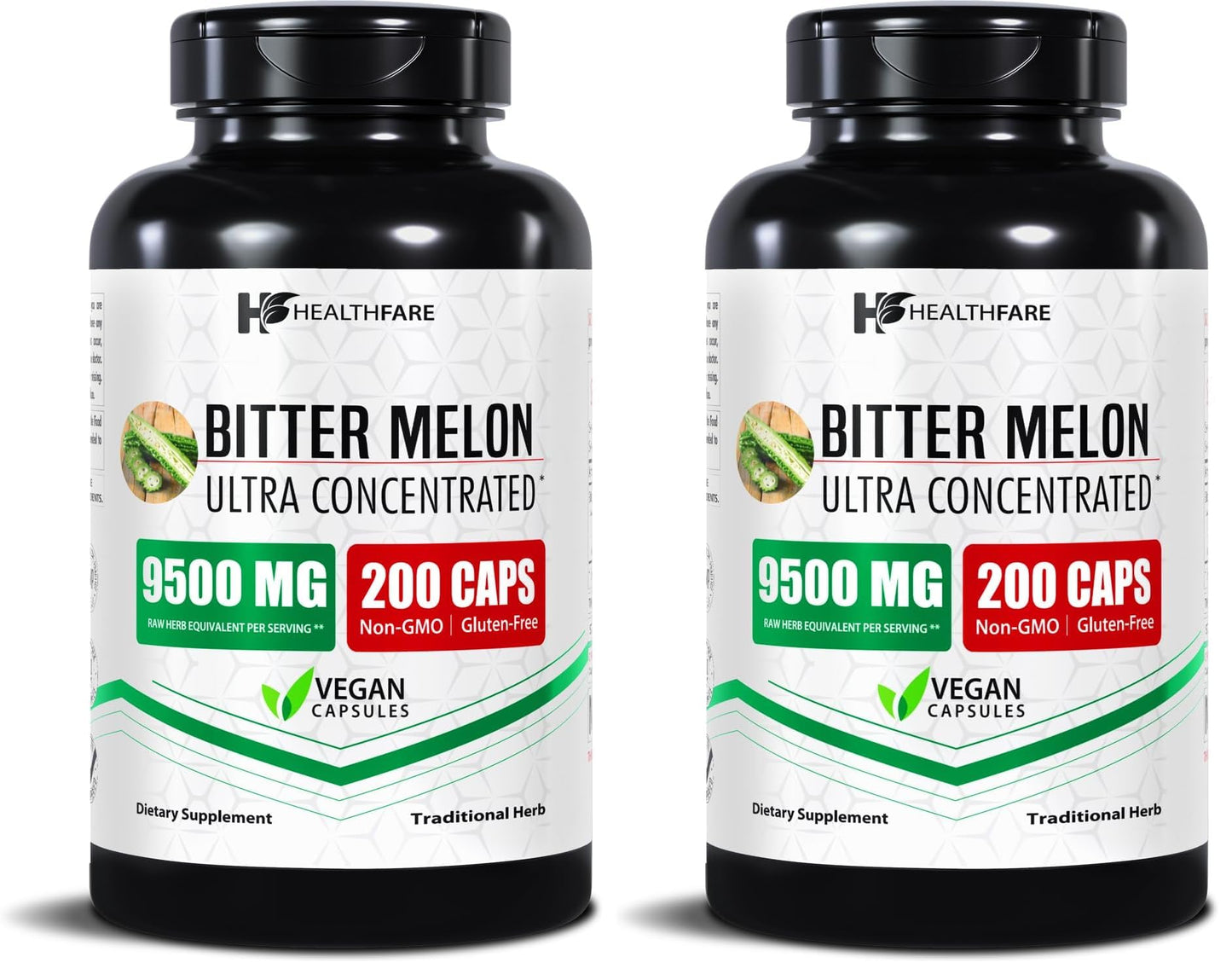 Healthfare Bitter Melon Extract 9500mg – 200 Vegan Capsules – Made in USA