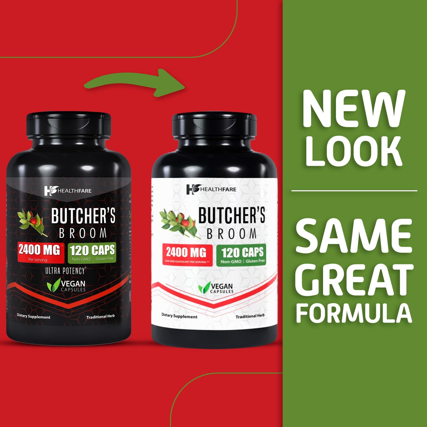 Healthfare Butcher’s Broom Capsules 2400mg – 120 Veg Capsules | Non-GMO, Gluten-Free (Pack of 2)