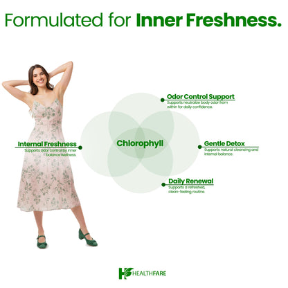 Healthfare Chlorophyll Capsules 600mg – Internal Deodorant & Odor Support
