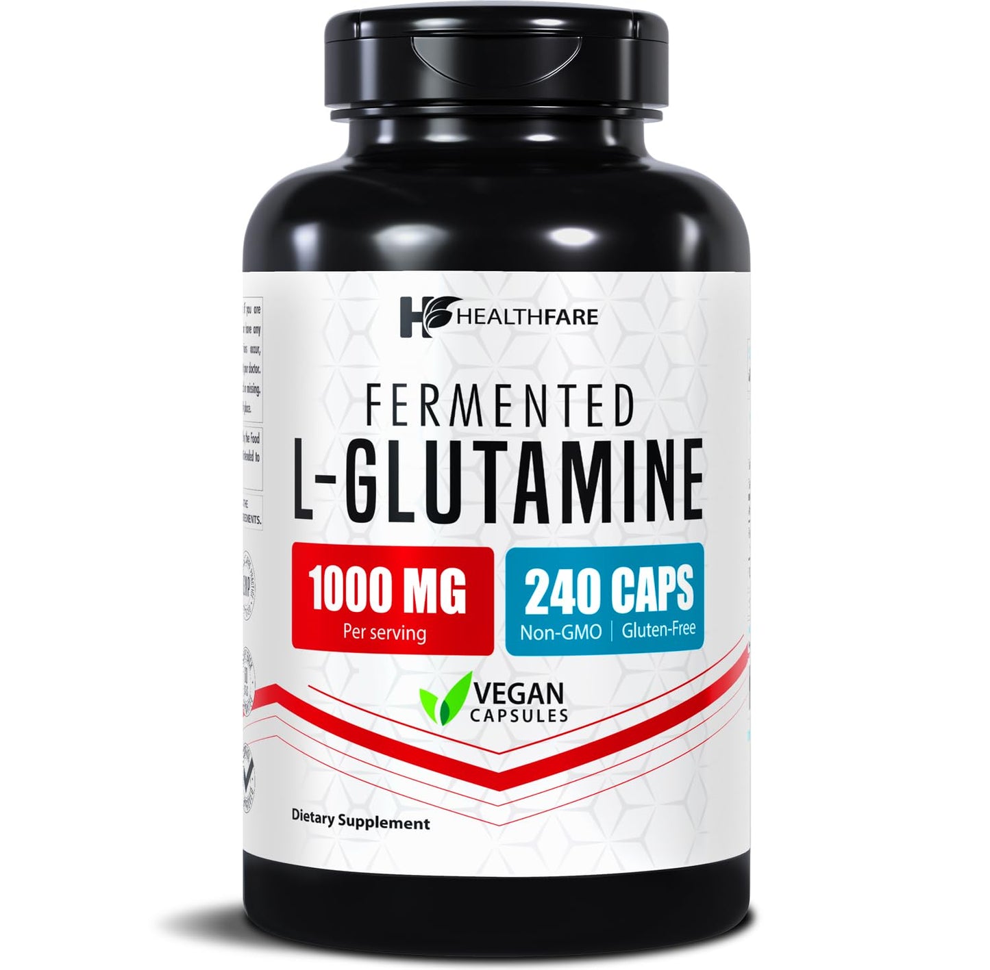 HealthFare L Glutamine 1000mg | 240 Vegan Capsules | Digestive Support & Muscle Recovery | Made in USA