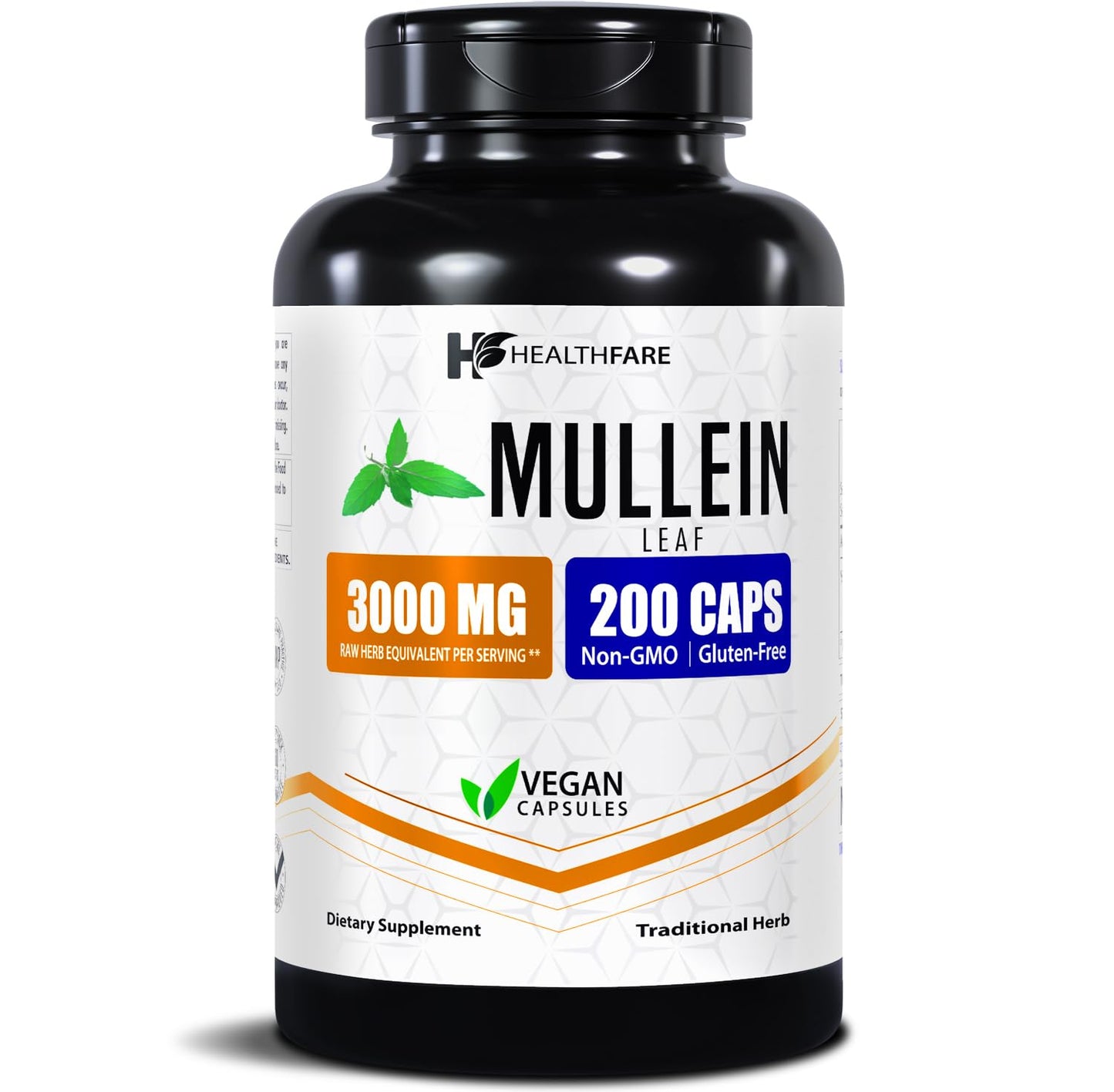 Healthfare Mullein Leaf Extract 3000mg | 200 Vegan Capsules | Extra Strength Herbal Supplement | Non-GMO, Gluten-Free | Made in USA
