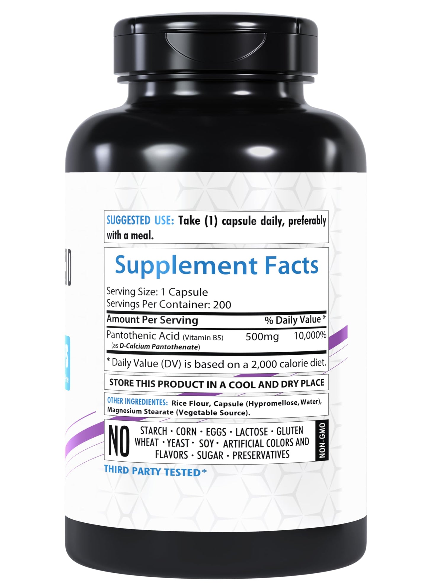 Healthfare Pantothenic Acid 500mg – 200 Veg Capsules | Energy & Skin Health | Non-GMO | Made in USA | Pack of 2