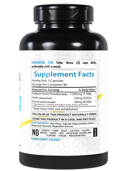 Healthfare Psyllium Husk Capsules 1500mg – 240 Veg Caps – Gluten-Free & Non-GMO Pack of 2