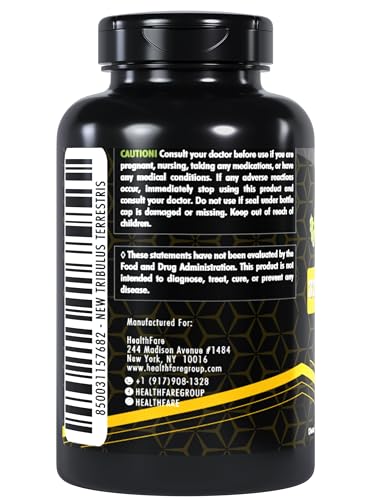 HealthFare Tribulus Terrestris for Men & Women | 32,500mg Ultra Potency Extract | 95% Saponins | 200 Capsules | Natural Strength, Energy & Stamina | Non-GMO, Gluten-Free, Made in USA