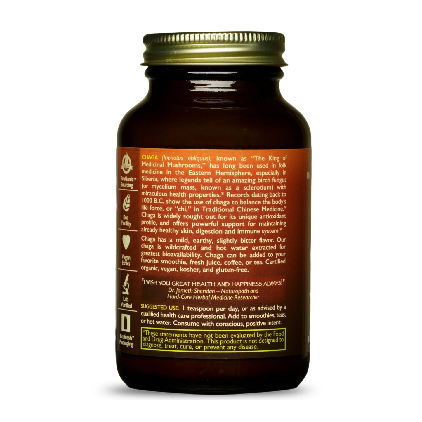 HealthForce SuperFoods Integrity Extracts Chaga Powder – 70 g | Organic, Vegan, Kosher, Gluten-Free