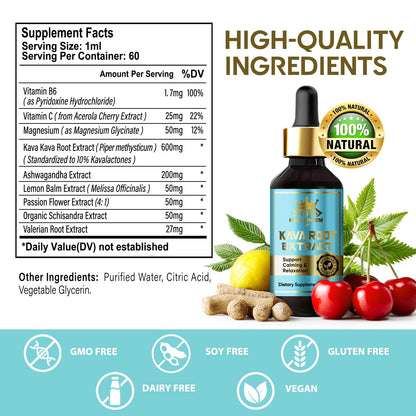 HEALTHGEM Kava Kava Drops - High Potency Kava Root Extract for Relaxation & Wellness