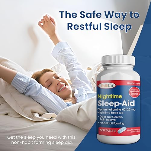 HealthLFE HealthPharma Nighttime Sleep-Aid 25 mg Diphenhydramine HCl Caplets - 600 Count