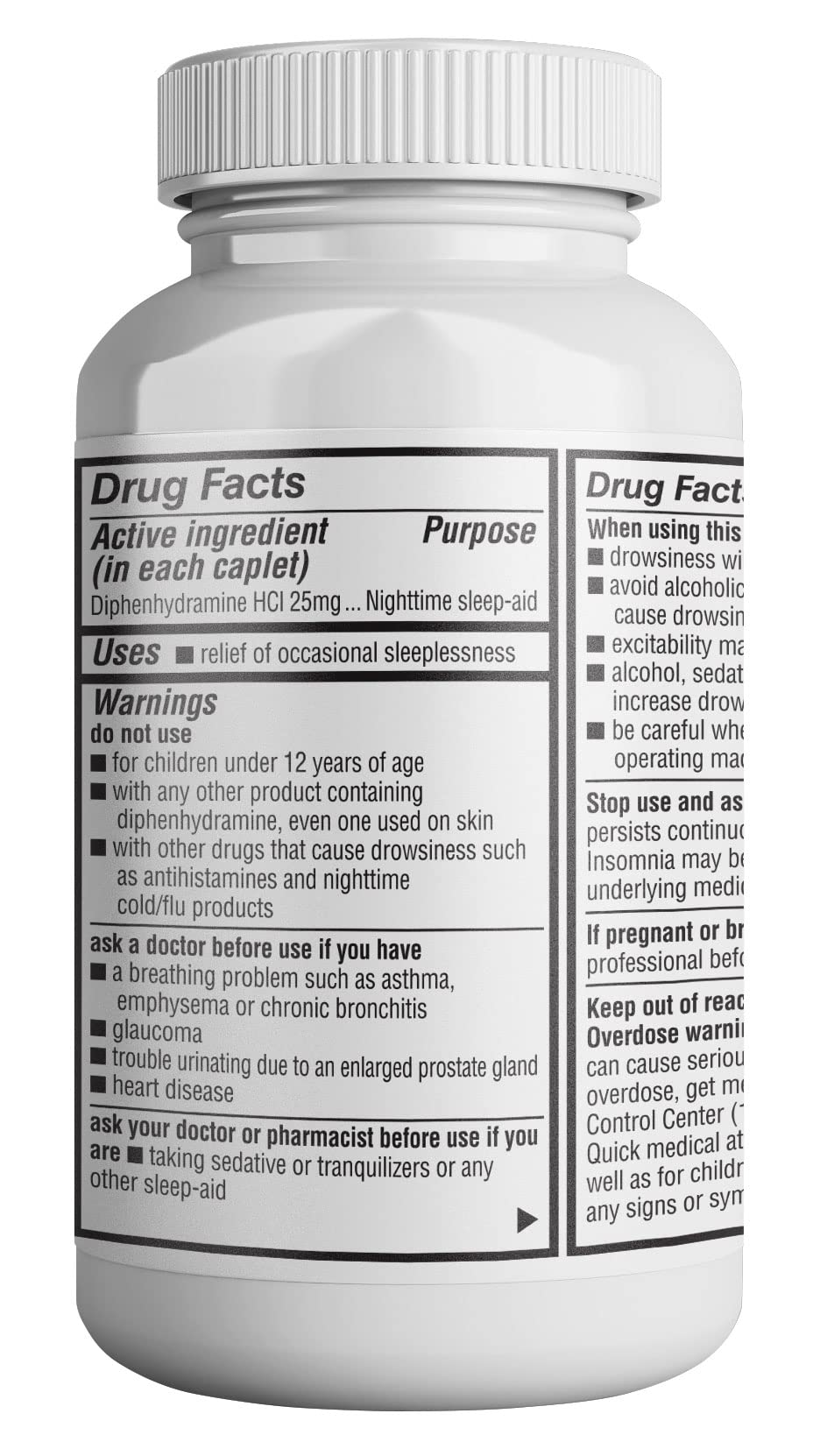 HealthLFE HealthPharma Nighttime Sleep-Aid 25 mg Diphenhydramine HCl Caplets - 600 Count