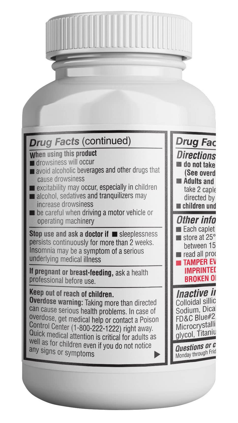 HealthLFE HealthPharma Nighttime Sleep-Aid 25 mg Diphenhydramine HCl Caplets - 600 Count