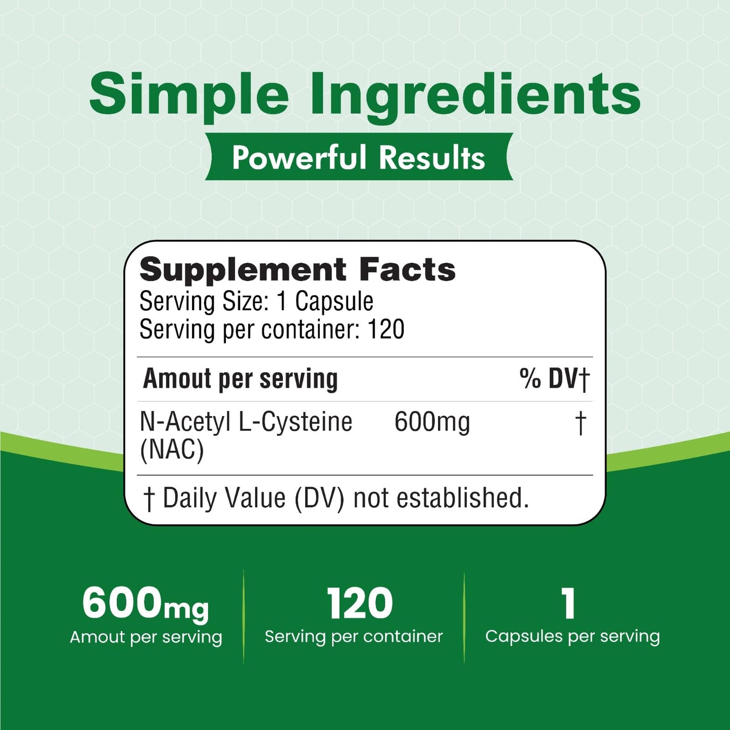 HealthLife NAC 600mg, 120 Capsules – Non-GMO, Gluten Free, 120 Servings