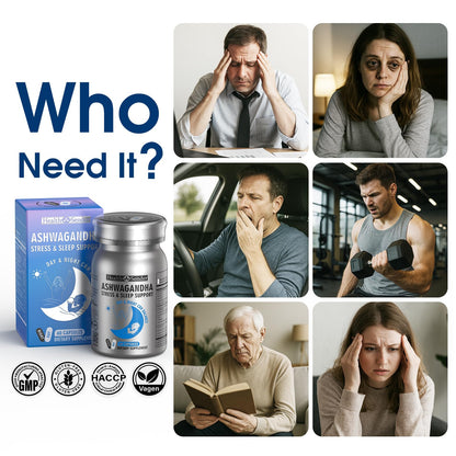 HealthSender Cortisol-Manager – Dual-Formula Ashwagandha & Rhodiola for Mood, Sleep & Focus