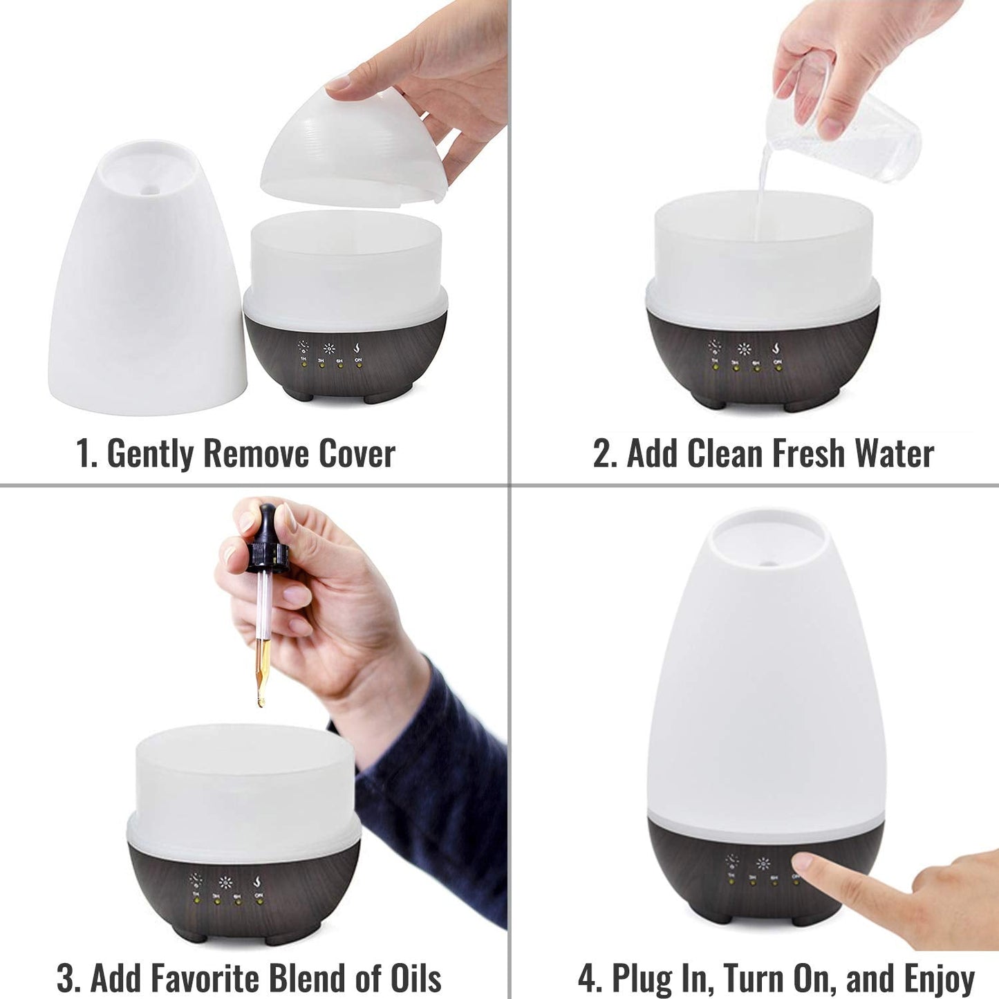 HealthSmart 500ML Essential Oil Diffuser – Large Room, Cool Mist Humidifier, 7 LED Colors