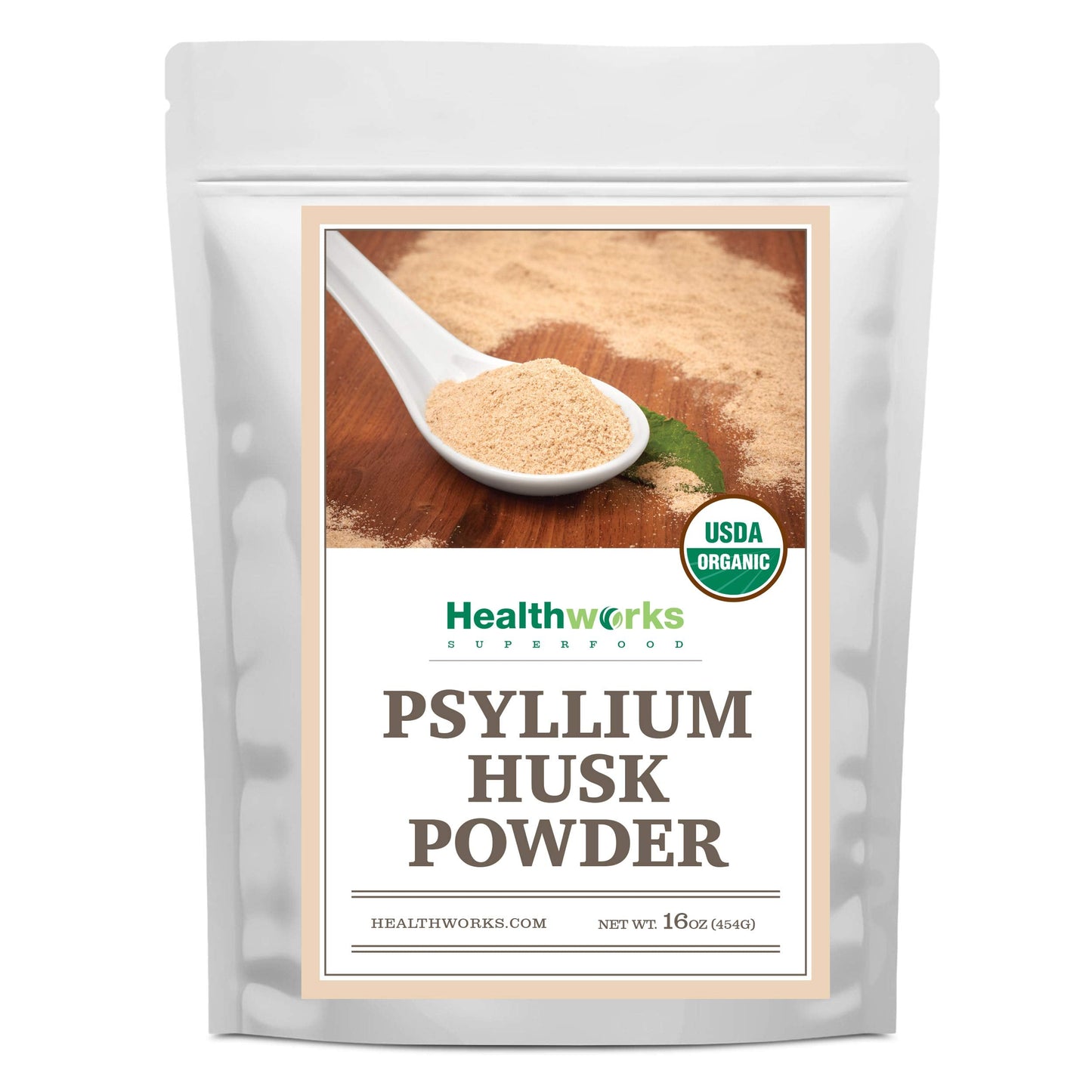 Healthworks Organic Psyllium Husk Powder - 16 oz (1 lb) | Raw, Finely Ground, Keto & Vegan