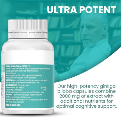 Healthy Care Ginkgo Biloba 2000mg 100 Capsules Australian Made