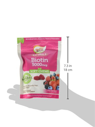 Healthy Delights Naturals Biotin Soft Chews 5000mcg, Wild Berry – Hair, Skin & Nails