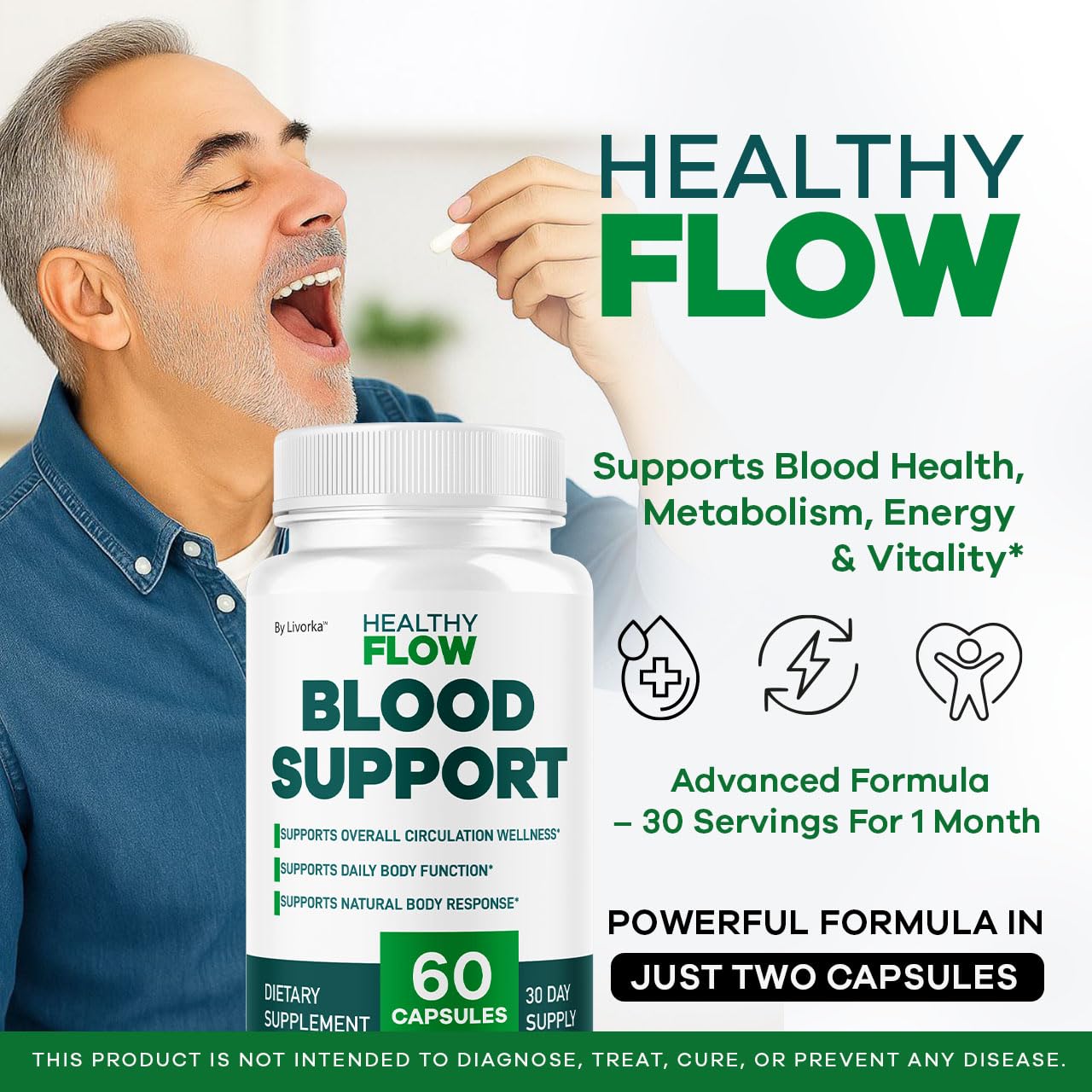 Healthy Flow Blood Support – Premium Daily Supplement (60 Capsules, 1 Month)