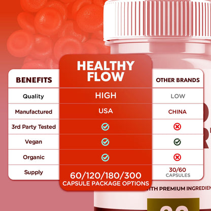 Healthy Flow Blood Support Capsules - 2 Pack (120 Capsules) | All-Natural Formula