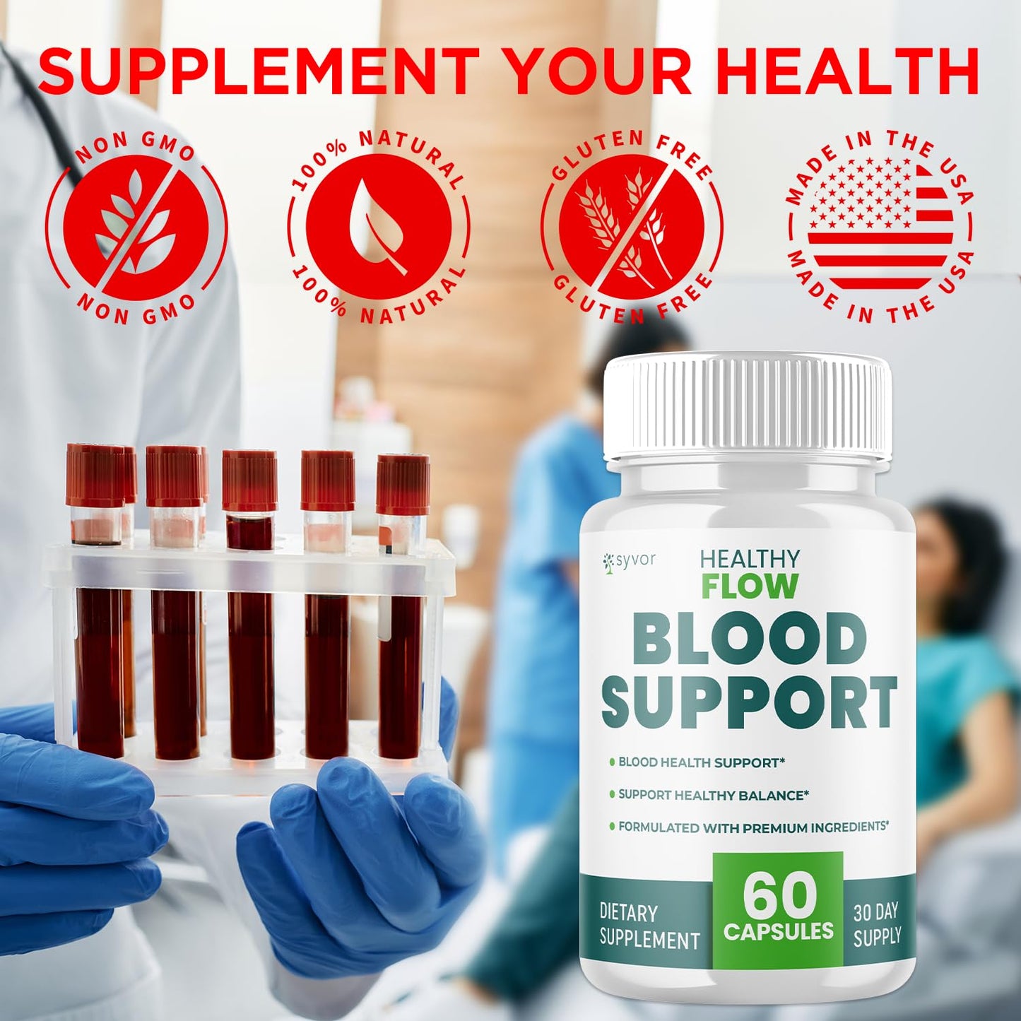 Healthy Flow Blood Support Capsules - All-Natural, 60 Capsules