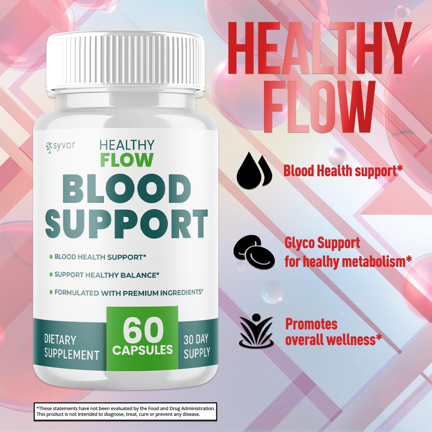Healthy Flow Blood Support Capsules - All-Natural, 60 Capsules