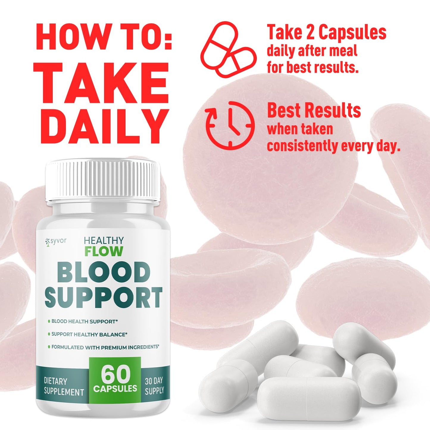 Healthy Flow Blood Support Capsules - All-Natural, 60 Capsules