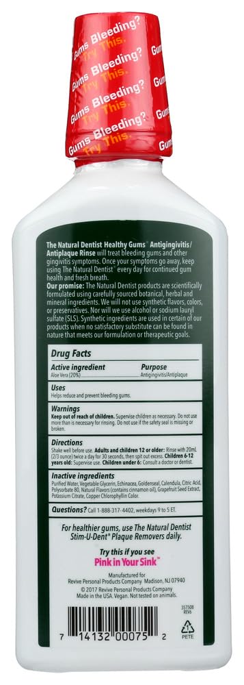 The Natural Dentist Healthy Gums Antigingivitis Rinse – Peppermint Twist, 16.9 oz (Pack of 2)