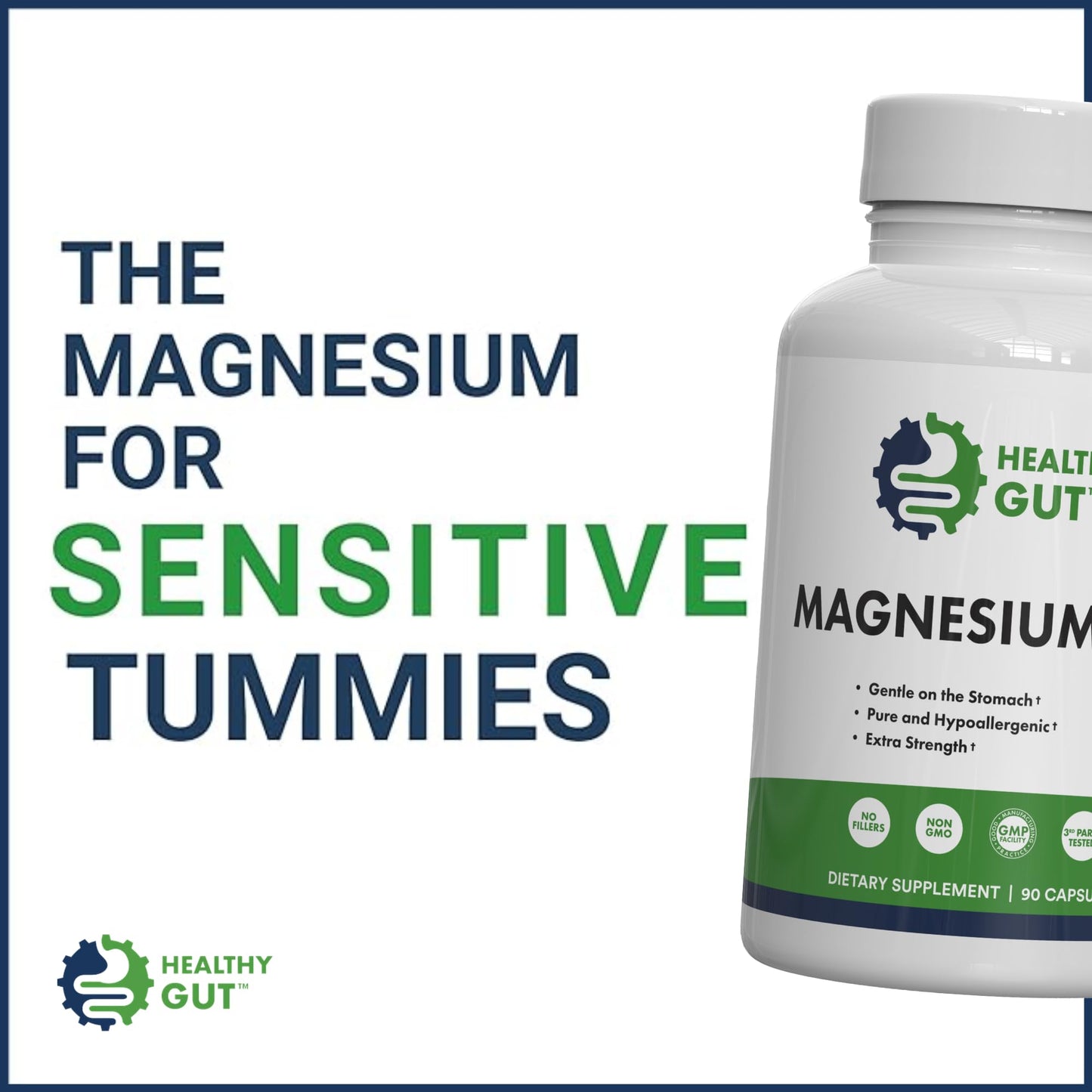 Healthy Gut Magnesium-HP – Ultra Pure Glycinate, 180 mg, 90 Servings, No Fillers