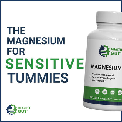 Healthy Gut Magnesium-HP | Ultra Pure Glycinate with Zero Fillers | 180 mg Magnesium Glycinate | 60 Servings