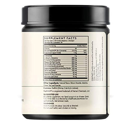 Healthy Gut Matcha Green Tea – 30 Servings with L-Glutamine, Zinc, Glucosamine & Slippery Elm Bark