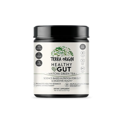 Healthy Gut Matcha Green Tea – 30 Servings with L-Glutamine, Zinc, Glucosamine & Slippery Elm Bark