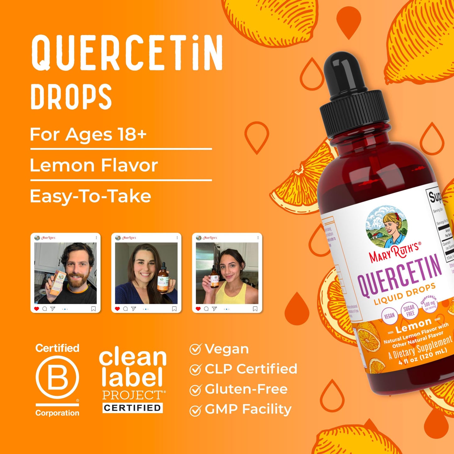MaryRuth Organics Quercetin Liquid Drops – 500mg, Sugar Free, Vegan