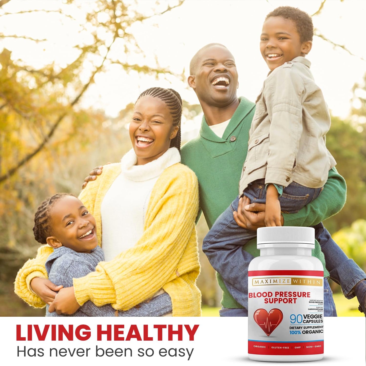 Premium Blood Pressure Support with Hawthorn, Hibiscus & Olive Leaf | 90 Capsules