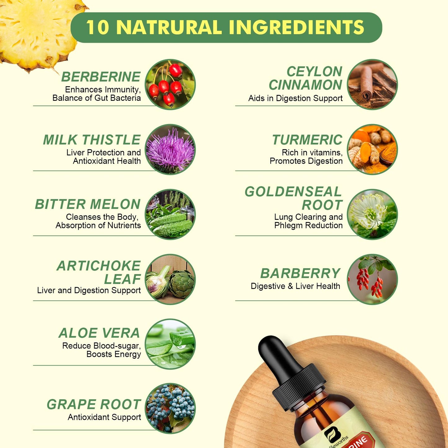 Berberine Liquid Drops with Ceylon Cinnamon – Digestive & Immune Support