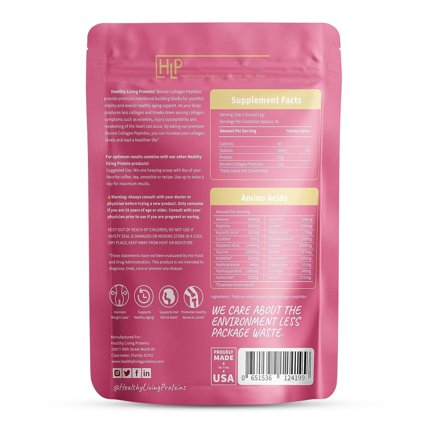 Healthy Living Proteins Bovine Collagen Peptides – Unflavored, Grass-Fed