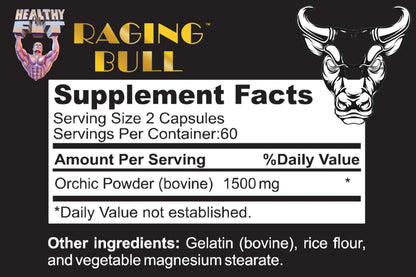 Healthy 'N Fit Raging Bull Mega Orchic - 120 Capsules (40 Day Supply) Premium Raw Orchic Glandular, Increase T Naturally